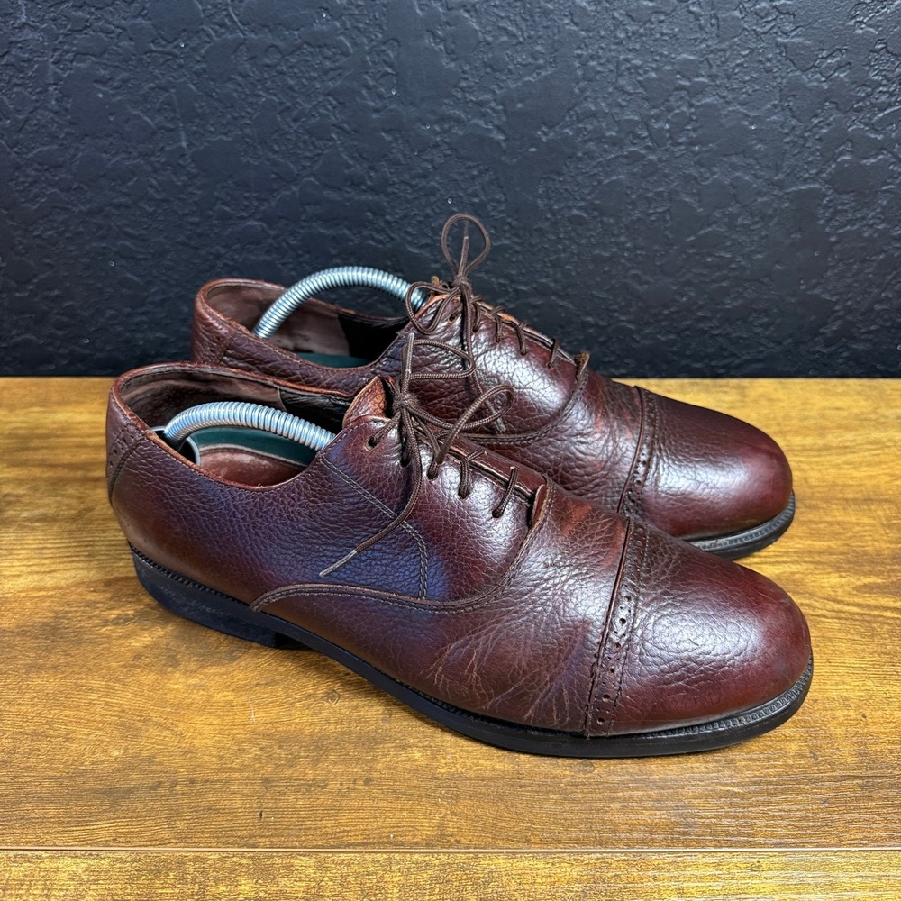 H.S. Trask Bison Leather Brown Cap Toe Oxford Shoes Mens 9.5 M
